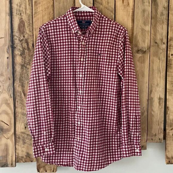 Vineyard Vines Gingham‎ Check Button Down Long sleeve Size Extra Large (18) - Picture 1 of 8